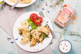 Pierogi z soczewicą marki Halina, fetą, gorgonzolą i groszkiem