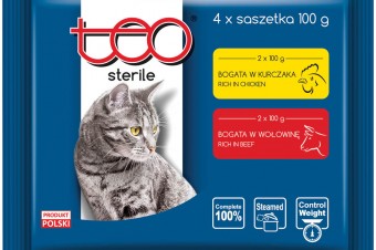 TEO® STERILE czteropak saszetek dla kotów po zabiegu sterylizacji/kastracji. 