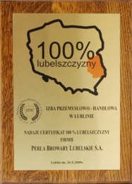 Certyfikat 100% Lubelszczyzny dla Perły