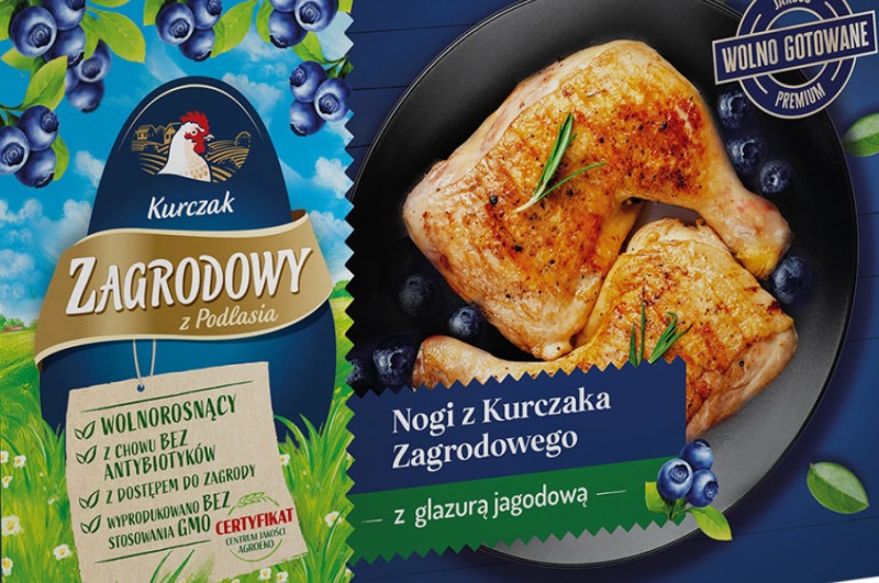 Nogi z Kurczaka Zagrodowego wolno gotowane z glazurą jagodową