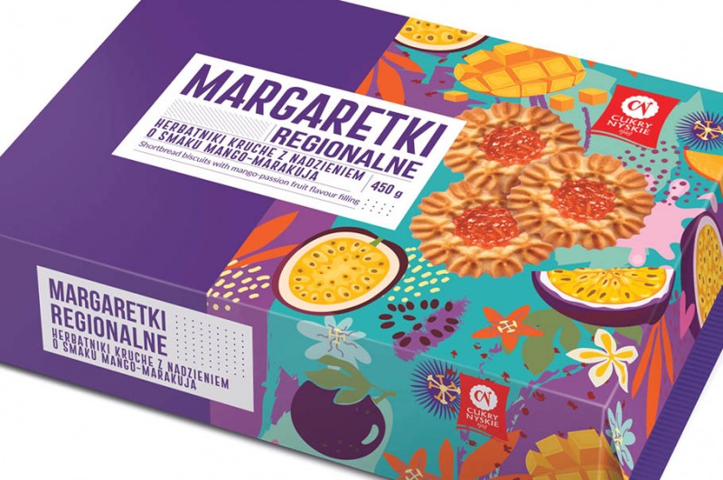 Herbatniki Kruche Margaretki Regionalne z nadzieniem o smaku mango-marakuja 180 g