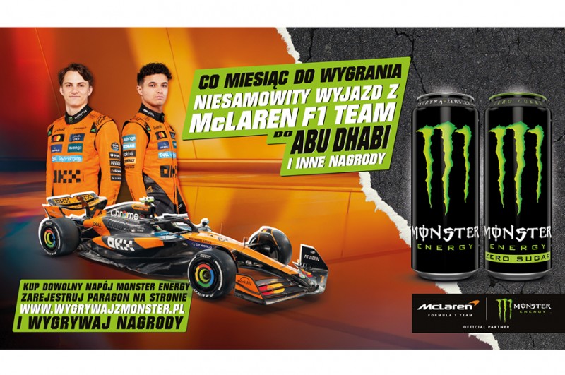 Wspólna promocja handlowa Monster Energy i zespołu Formuły 1 Mclaren Racing