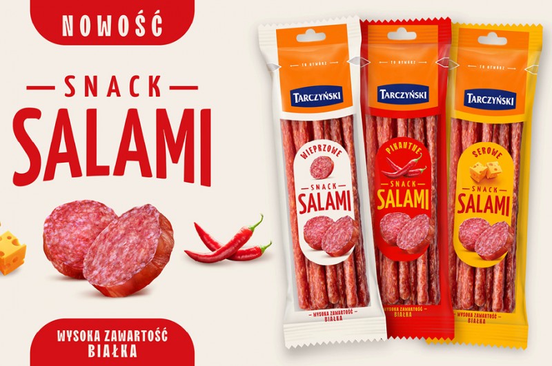 Tarczyński podnosi poprzeczkę w kategorii przekąsek mięsnych i prezentuje nowość - Salami Snack