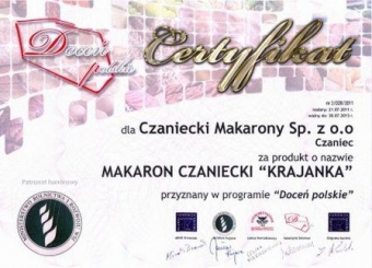 „Krajanka” Czanieckich Makaronów uhonorowana znakiem „Doceń polskie”