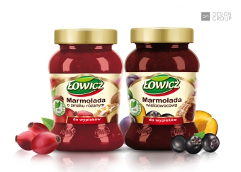 Nowe opakowania marmolad Łowicz. 
