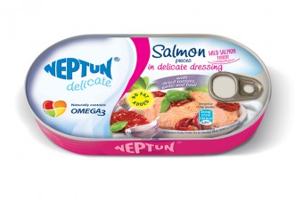 Neptun Delicate Salmon pieces in delicate dressing with dried tomatoes, garlic and basil